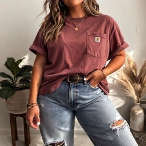 🧡 Carhartt Pocket Tee – Rust / Clay Tone – Size L (12/14)